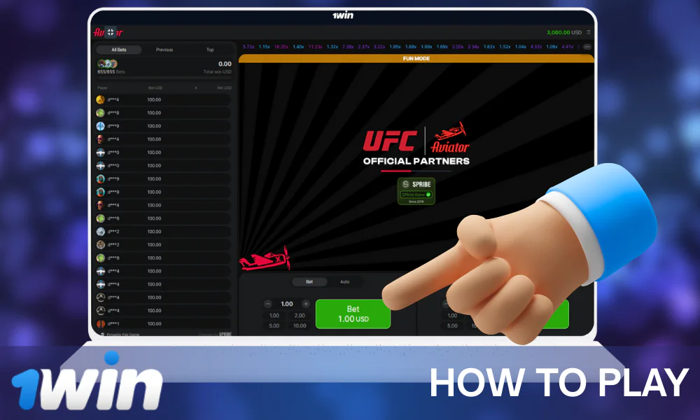 Step by step how to start playing 1win Aviator in India